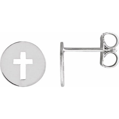 Sterling Silver Pierced Cross Earrings