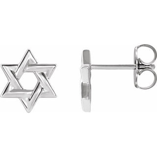 14K White Star of David Earrings      