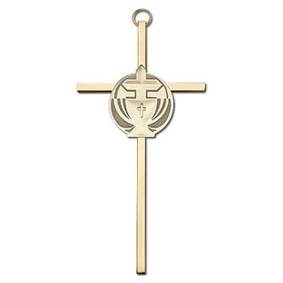 6 inch Antique Gold Communion on a Polished Brass Cross