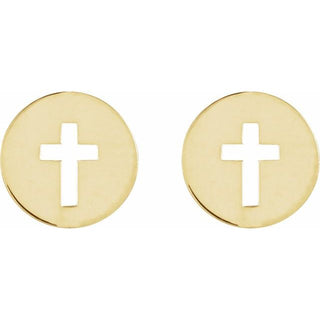 14K Yellow Pierced Cross Earring