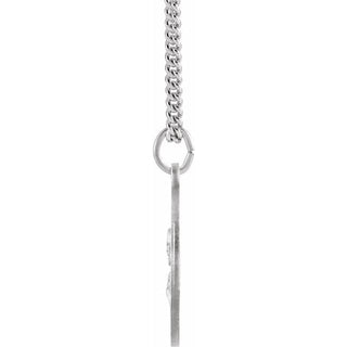 Sterling Silver 25 mm Round Sacred Heart of Jesus 24" Necklace