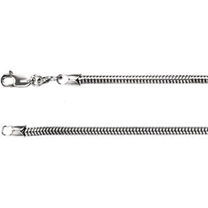 20-inch Round Snake Chain with Lobster Clasp - Sterling Silver