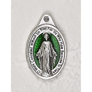 Bulk Green Enameled Oval Shaped Miraculous Medals