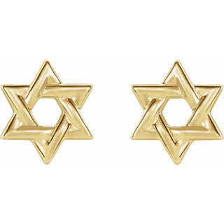 14K Yellow Star of David Earrings      