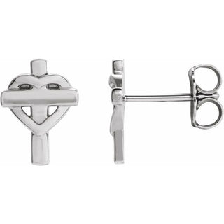 Platinum Heart & Cross Earrings   