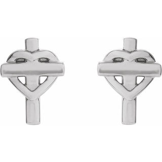Platinum Heart & Cross Earrings   