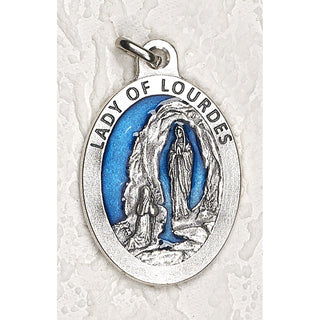 Bulk Lady of Lourdes Blue Enamel Medal