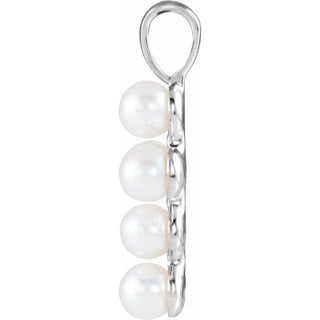Platinum Cultured White Freshwater Pearl Cross Pendant