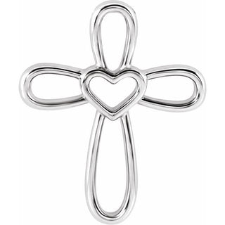 Platinum Cross with Heart Pendant 