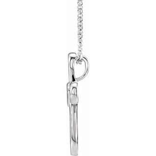 14K White Cross with Heart 16-18" Necklace 