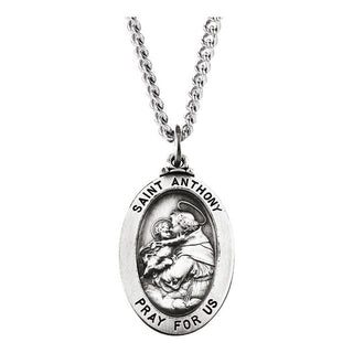 Sterling Silver 25x17.75 mm Saint Anthony of Padua Medal 24" Necklace  