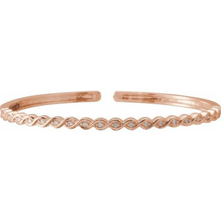 14K Rose 1/6 CTW Natural Diamond Stackable Bangle 7" Bracelet   
