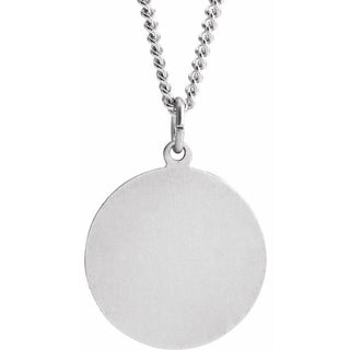 Sterling Silver 25 mm Round Sacred Heart of Jesus 24" Necklace