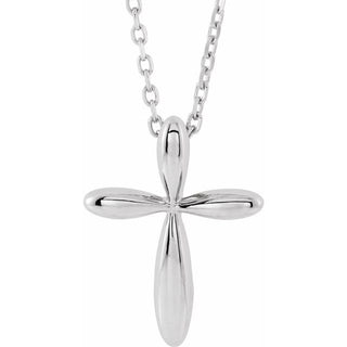 14K White 14.65x11.2 mm Cross 16-18" Necklace
