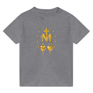 Miraculous Medal Two Hearts Gold Baby T-Shirt - view 5