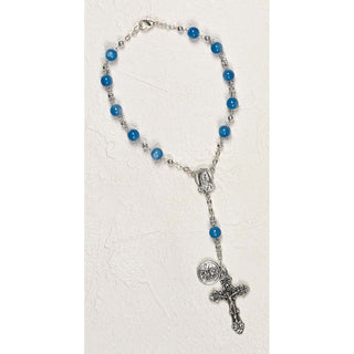 3-pack - St Christopher Auto Rosary - Light Blue Cat's Eye