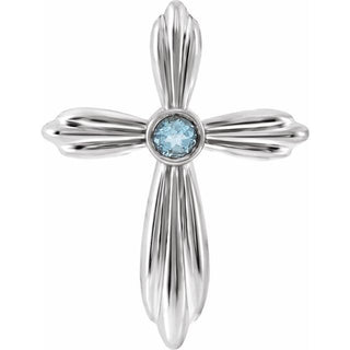 Platinum Natural Aquamarine Cross Pendant     