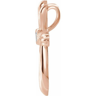 14K Rose Natural Aquamarine Cross Pendant     