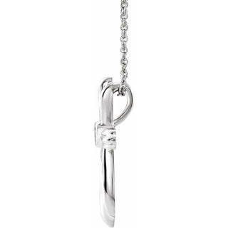 Platinum Natural Aquamarine Cross 16-18" Necklace