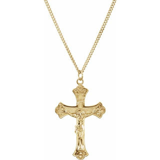 24K Yellow Gold-Plated 50x31 mm Crucifix 24" Necklace