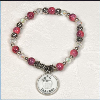 4-pack - Teacher Appreciation - Italian Stretch Bracelet with Prayer Card