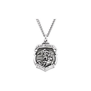 Sterling Silver 16.5x14 mm St. Michael Medal 18" Necklace 