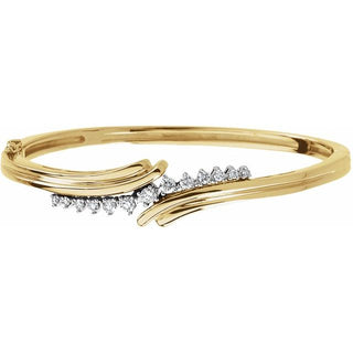 14K Yellow/White 1/2 CTW Natural Diamond Bangle 7 1/2" Bracelet 