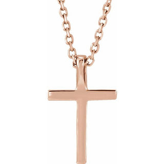 14K Rose Natural Blue Sapphire Petite Cross 16" Necklace