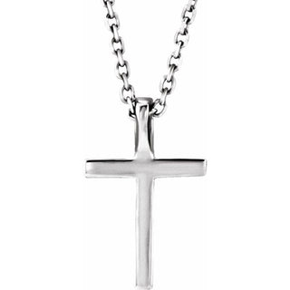 14K White Natural Peridot Petite Cross 16" Necklace