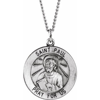 Sterling Silver 18 mm Round Saint Paul the Apostle 18" Necklace