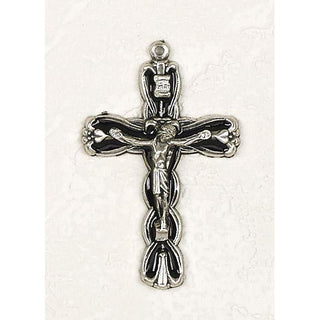 25-Pack - Black Enamel Flower Crucifix