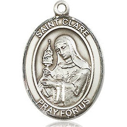 Sterling Silver Saint Clare of Assisi Pendant - No Chain