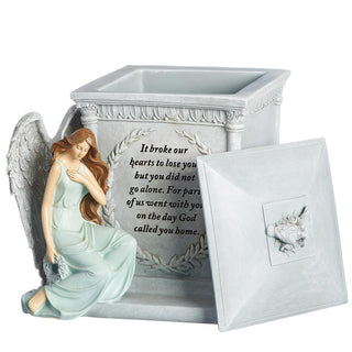8.5-Inch Memorial Box With Angel And Verse - It Broke Our Hearts