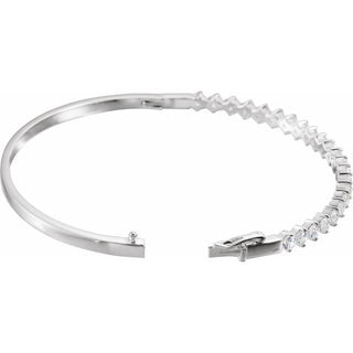Sterling Silver  Imitation White Cubic Zirconia Bangle 7" Bracelet