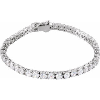 Sterling Silver  Imitation White Cubic Zirconia Line 7" Bracelet