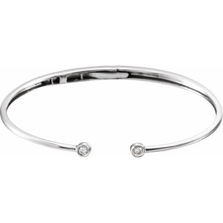 14K White 1/6 CTW Natural Diamond Hinged Cuff 7" Bracelet