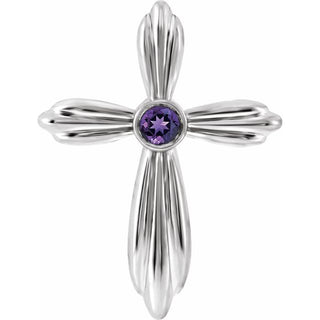 Platinum Natural Amethyst Cross Pendant     
