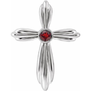 Platinum Natural Mozambique Garnet Cross Pendant   