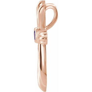 14K Rose Natural Amethyst Cross Pendant     