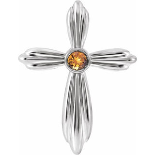 Sterling Silver Natural Citrine Cross Pendant       