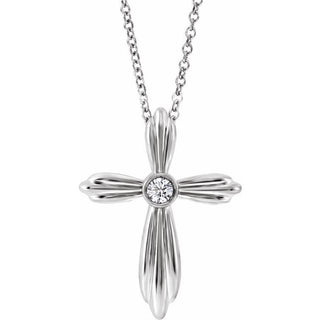 Platinum .06 CTW Natural Diamond Cross 16-18" Necklace         