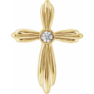 14K Yellow .06 CTW Natural Diamond Cross Pendant         