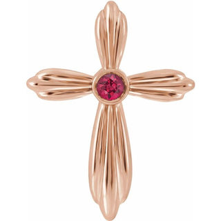 14K Rose Natural Ruby Cross Pendant           