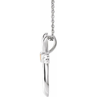 14K White Natural Citrine Cross 16-18" Necklace
