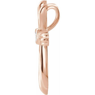 14K Rose .06 CTW Natural Diamond Cross Pendant         