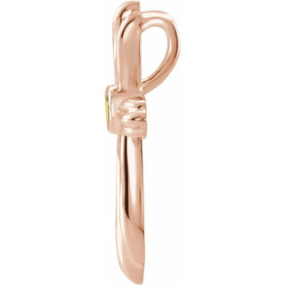 14K Rose Natural Peridot Cross Pendant         
