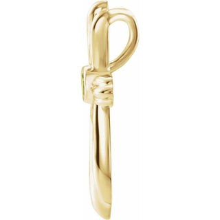 14K Yellow Natural Peridot Cross Pendant         