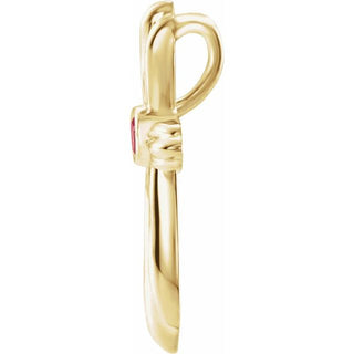 14K Yellow Lab-Grown Ruby Cross Pendant