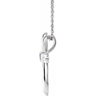 Sterling Silver Lab-Grown Sapphire Cross 16-18" Necklace