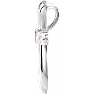 Platinum Natural Pink Tourmaline Cross Pendant        
